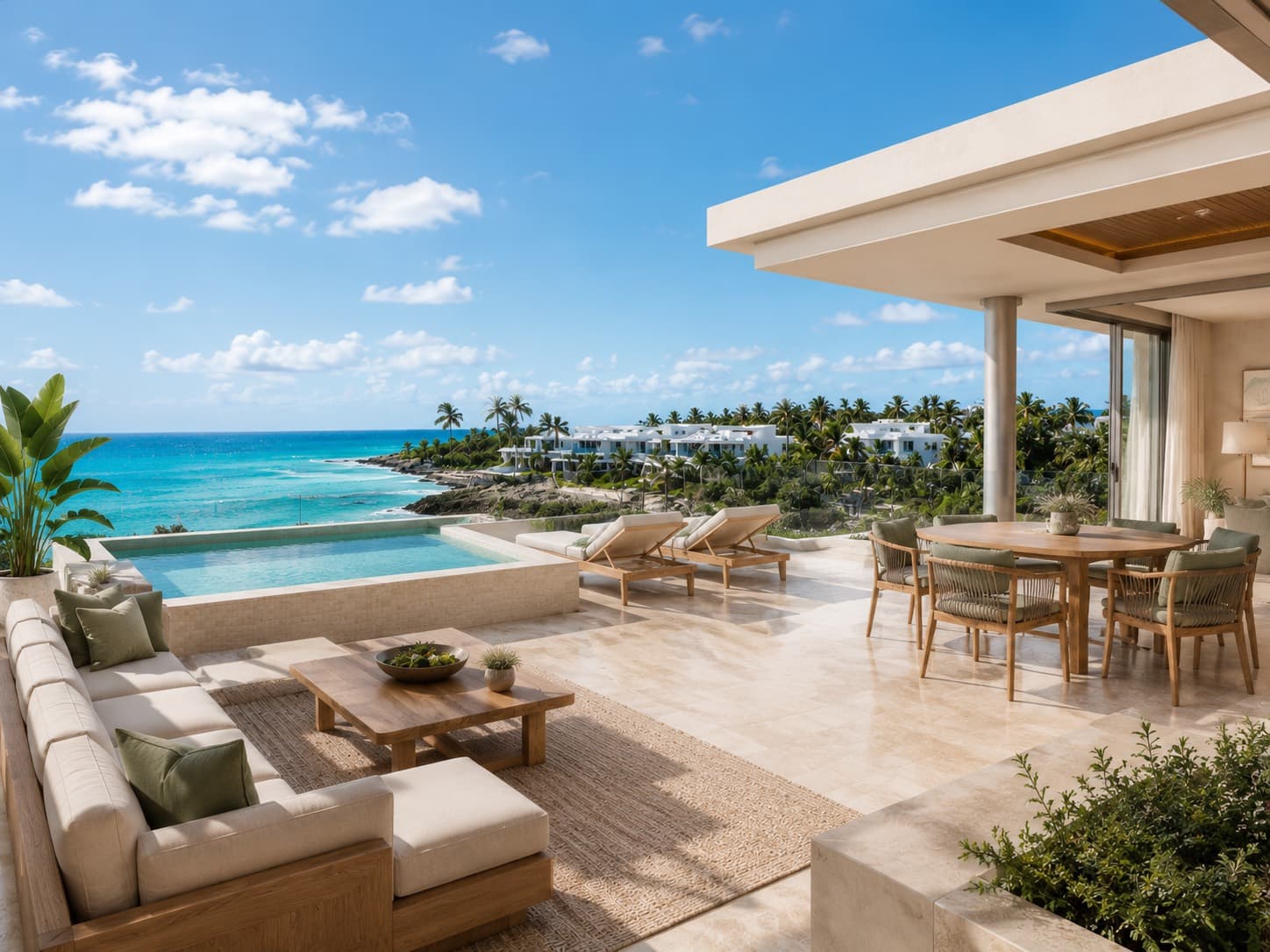 Penthouse terrace with private pool and outdoor dining